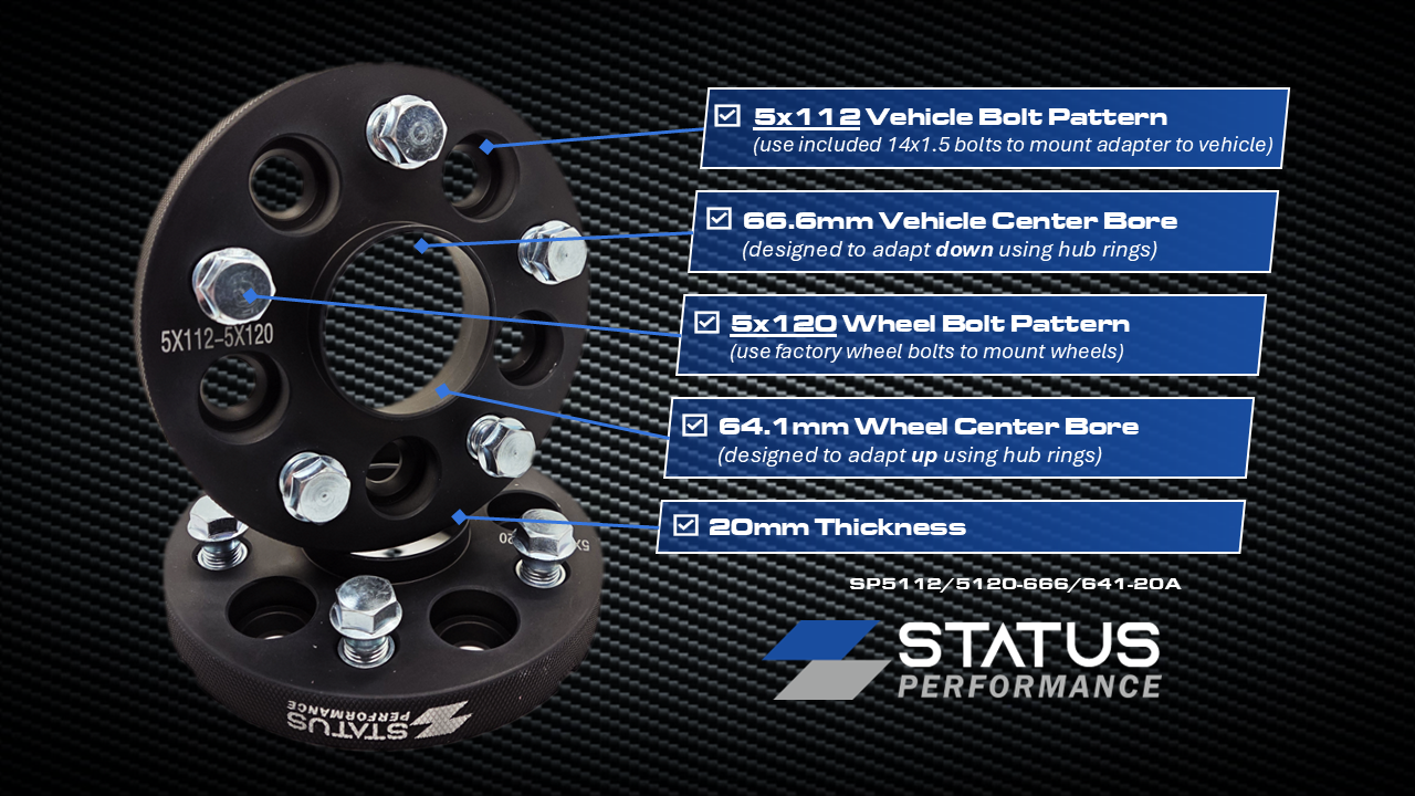 5x112 to 5x120 - 20mm Wheel PCD Adapters
