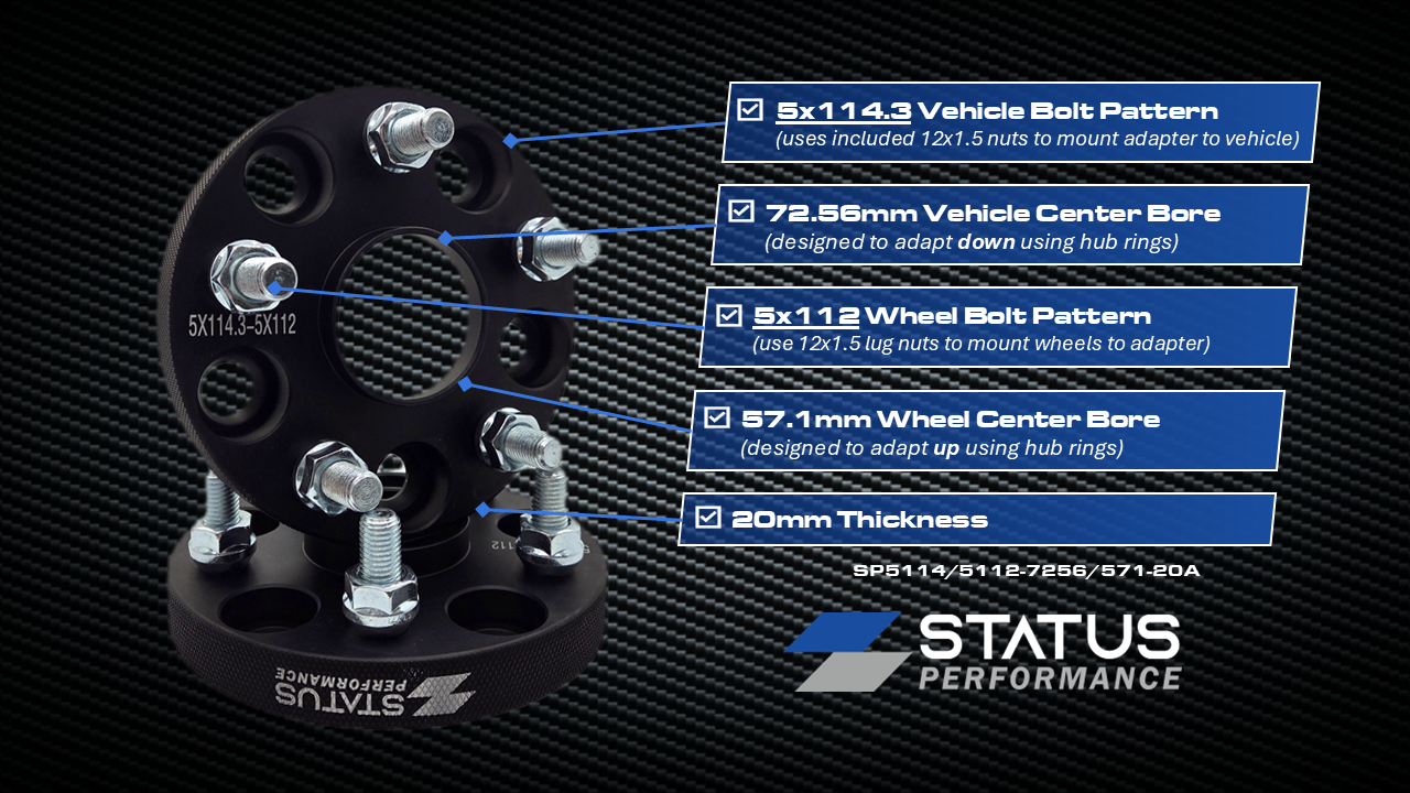 5x114.3 to 5x112 - 20mm Wheel PCD Adapters