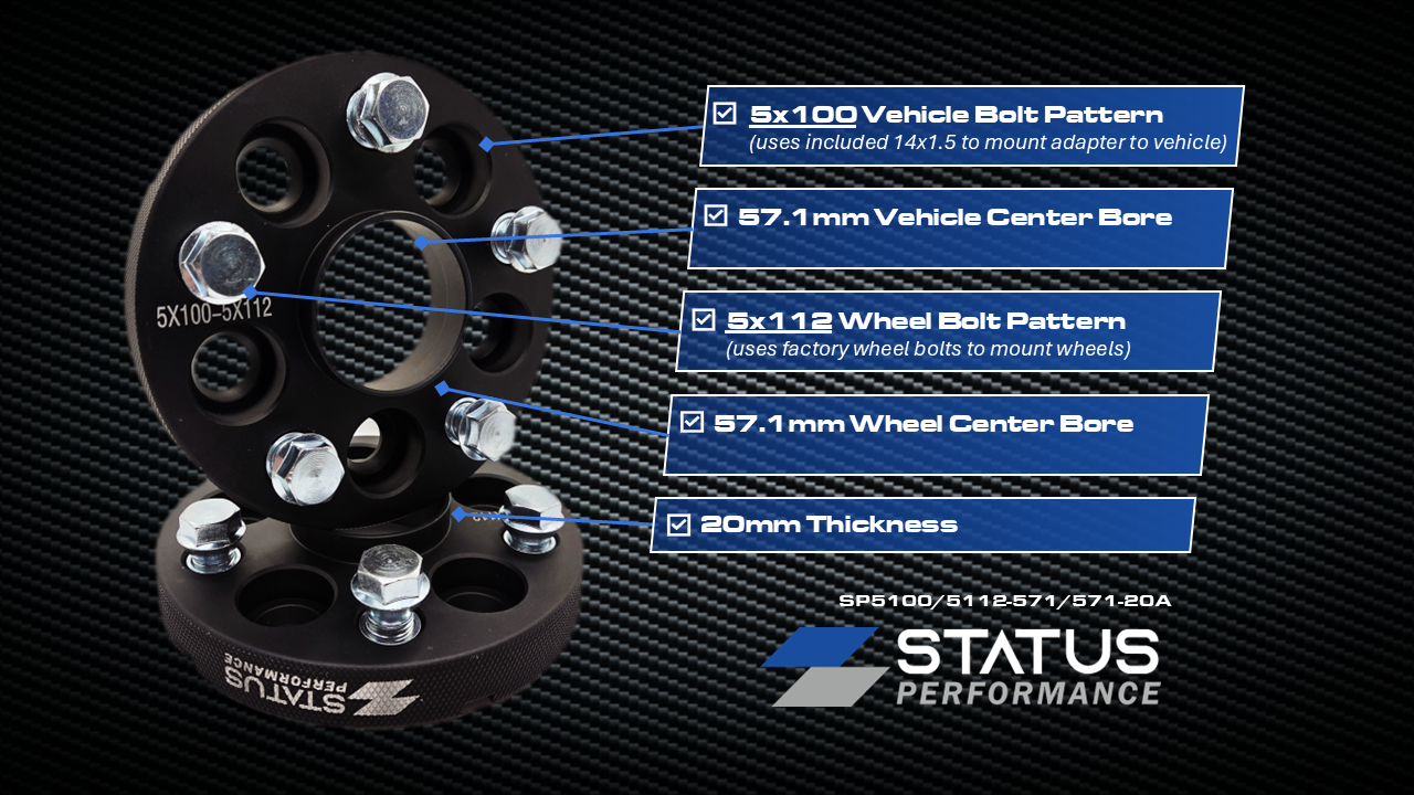 5x100 to 5x112 - 57.1mm - 20mm - Wheel PCD Adapters