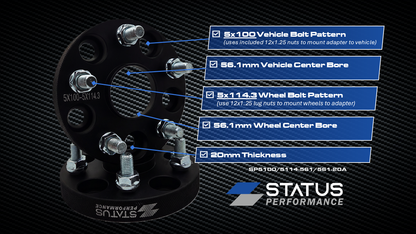 5x100 to 5x114.3 - 56.1mm - 20mm Adapters (Subaru)